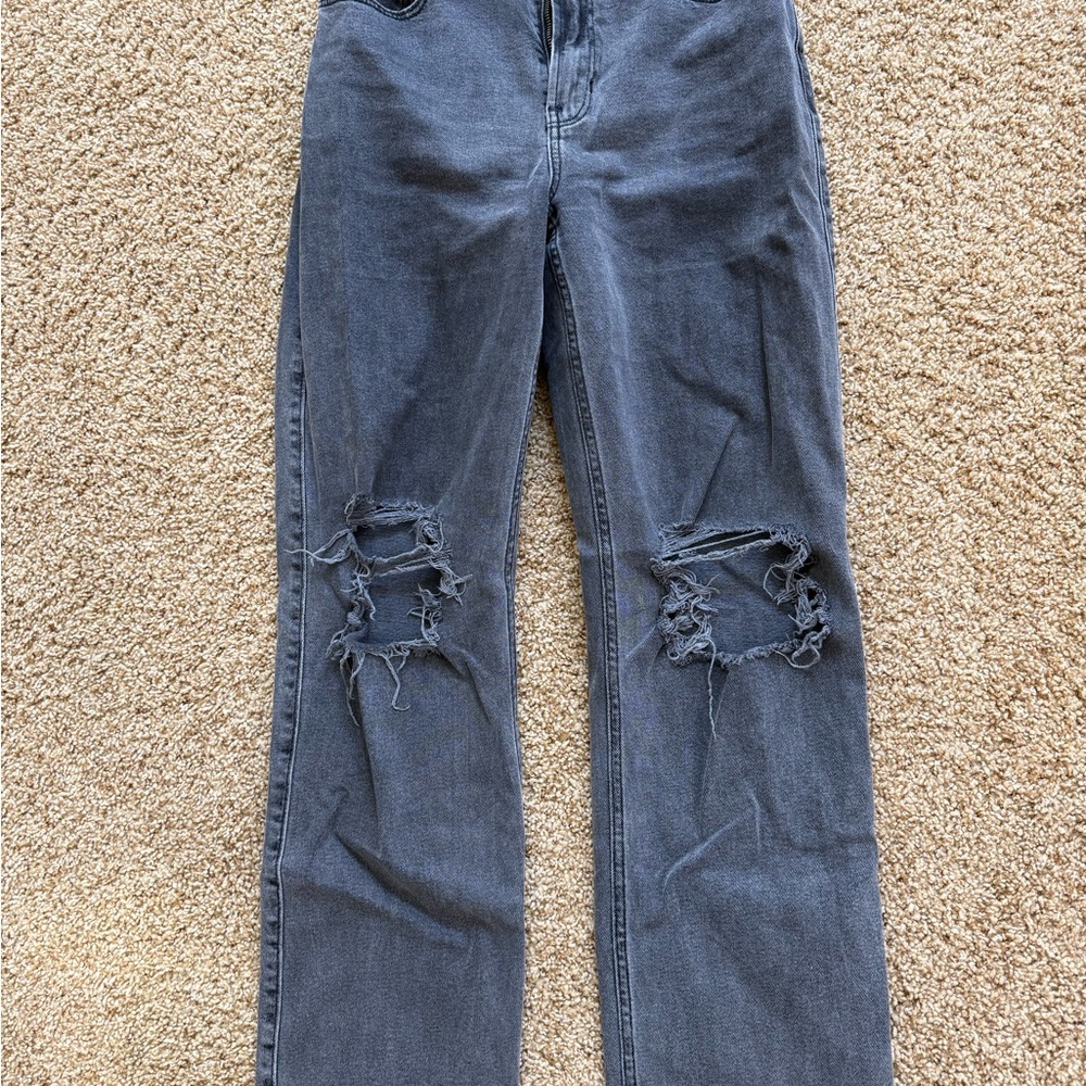 Hollister Gray Straight Leg ultra high waist dad jeans with vintage stretch